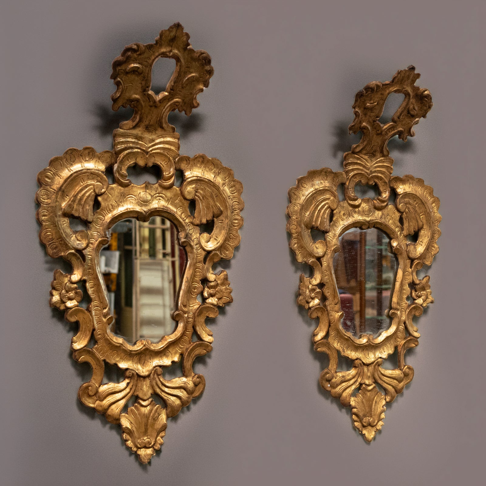 Pair of Antique Italian Giltwood Ornate Mirrors | The Architectural Forum