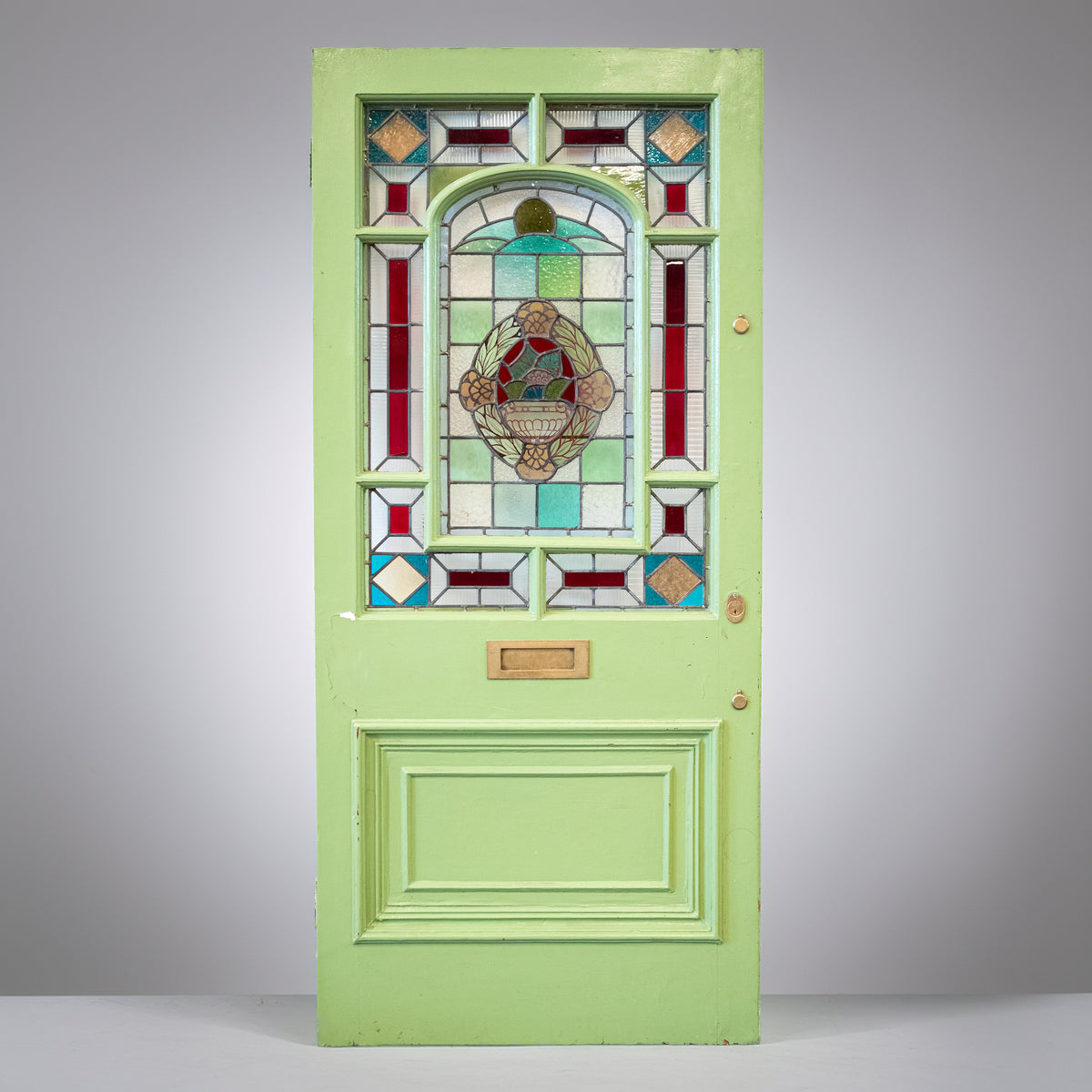 Substantial Antique Stained Glass Door | 208cm x 93cm | The Architectural Forum