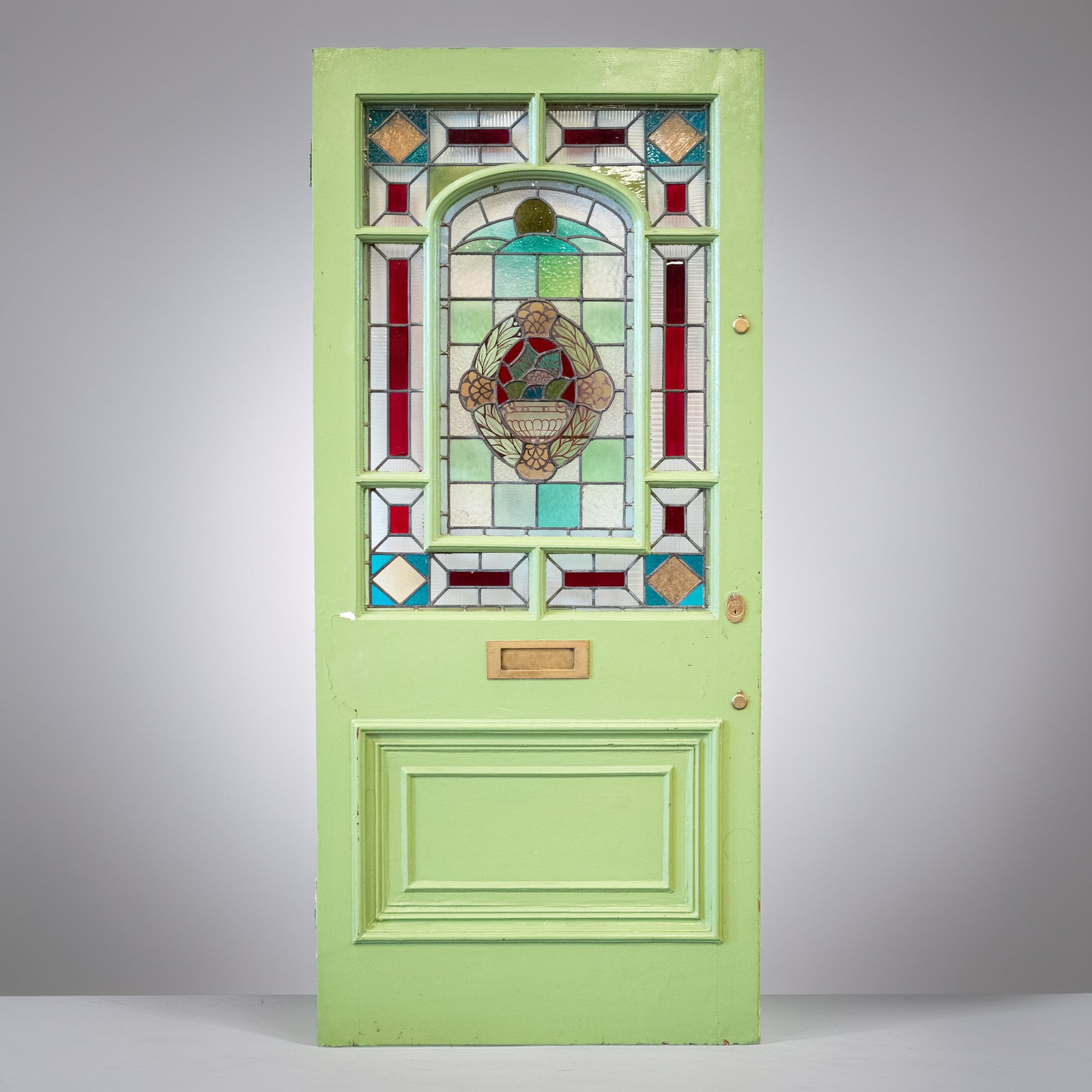 Substantial Antique Stained Glass Door | 208cm x 93cm | The Architectural Forum