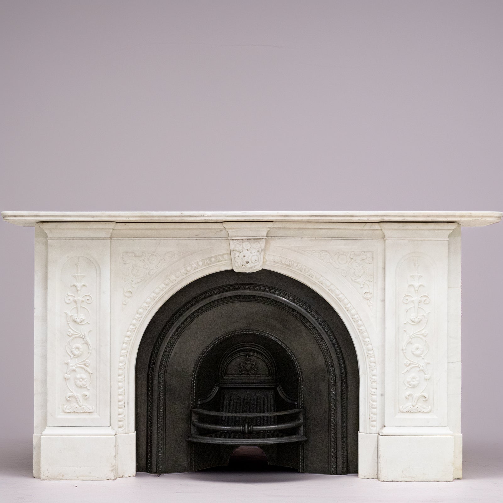 Antique Victorian Carved Statuary Marble Arched Chimneypiece | The Architectural Forum