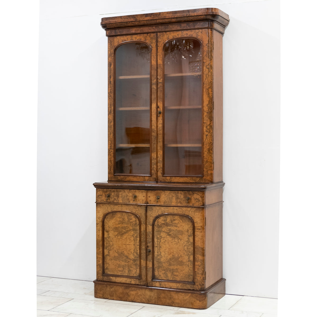 Antique Victorian Burr Walnut Dresser | Glazed Display Cabinet | The Architectural Forum