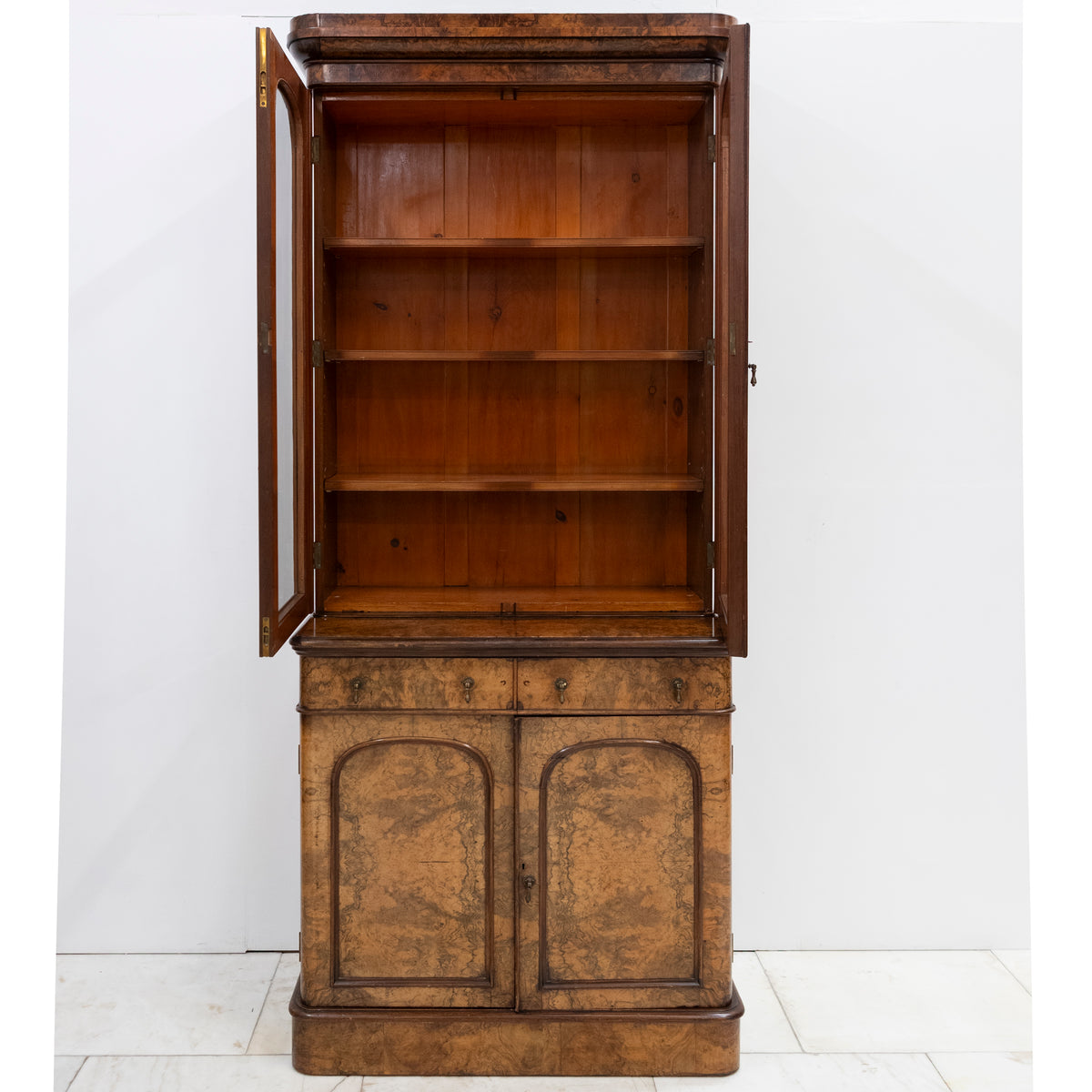 Antique Victorian Burr Walnut Dresser | Glazed Display Cabinet | The Architectural Forum
