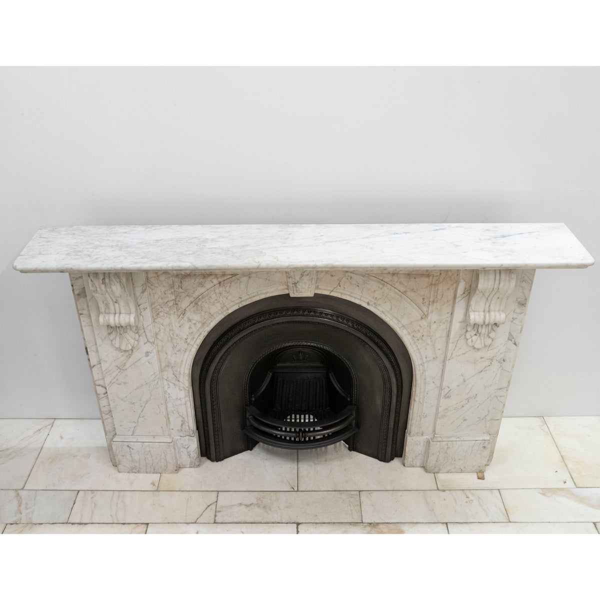 Large Antique Victorian Carrara Marble Arched Chimneypiece | The Architectural Forum