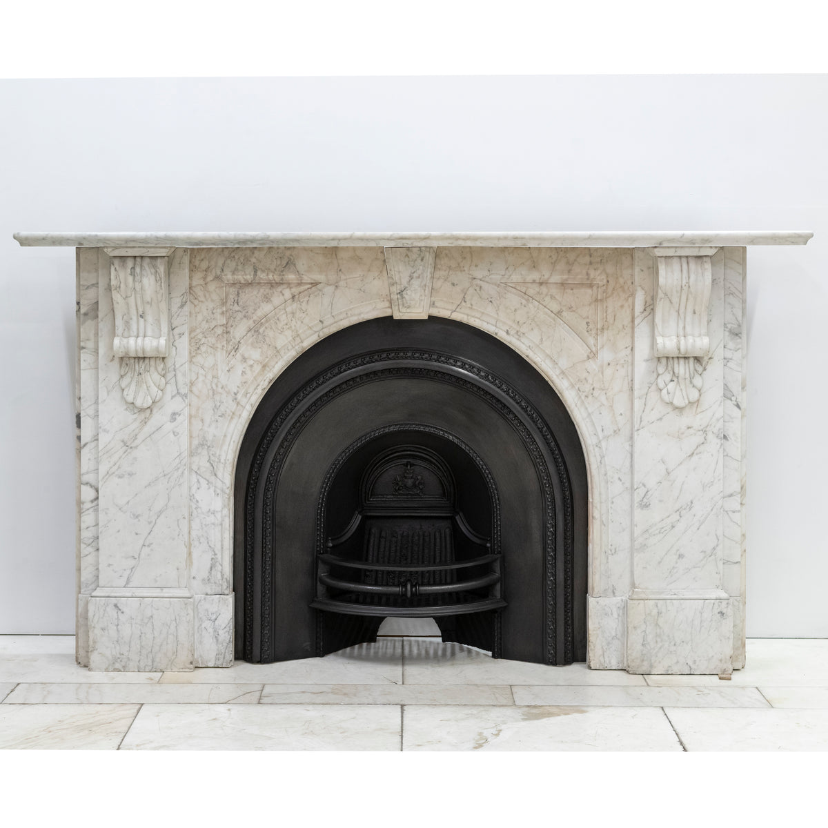 Large Antique Victorian Carrara Marble Arched Chimneypiece | The Architectural Forum
