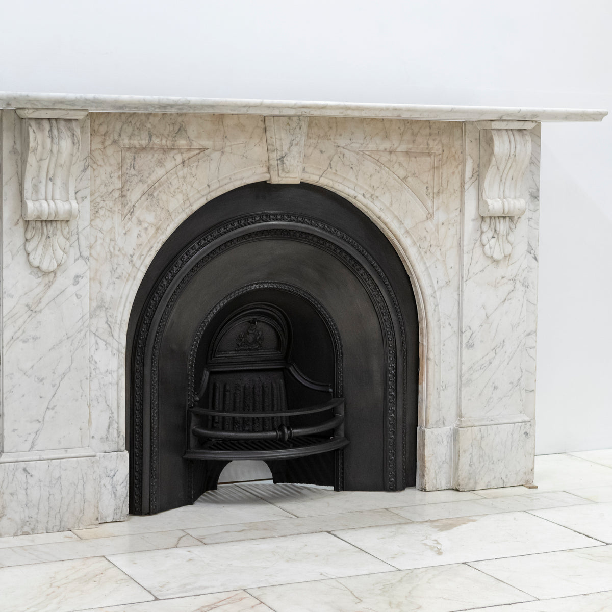 Large Antique Victorian Carrara Marble Arched Chimneypiece | The Architectural Forum
