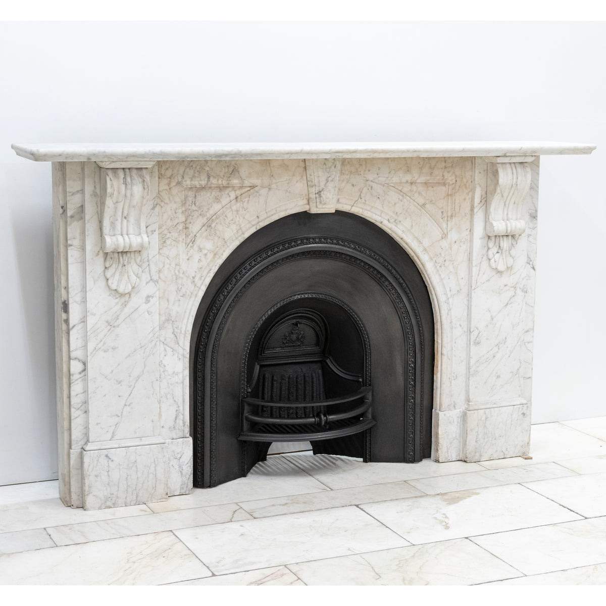 Large Antique Victorian Carrara Marble Arched Chimneypiece | The Architectural Forum