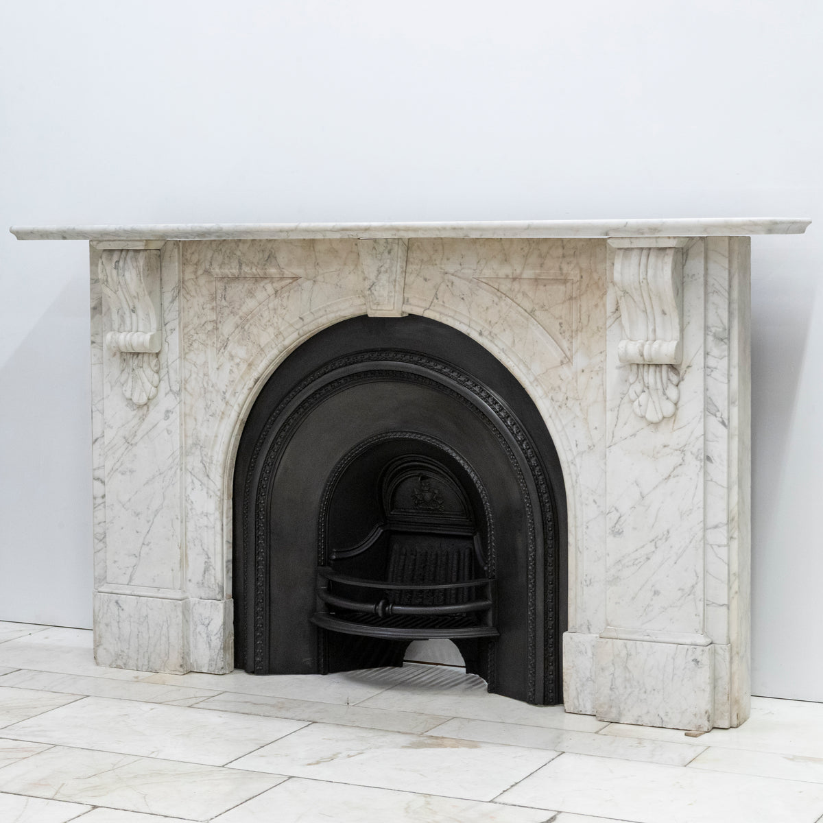 Large Antique Victorian Carrara Marble Arched Chimneypiece | The Architectural Forum
