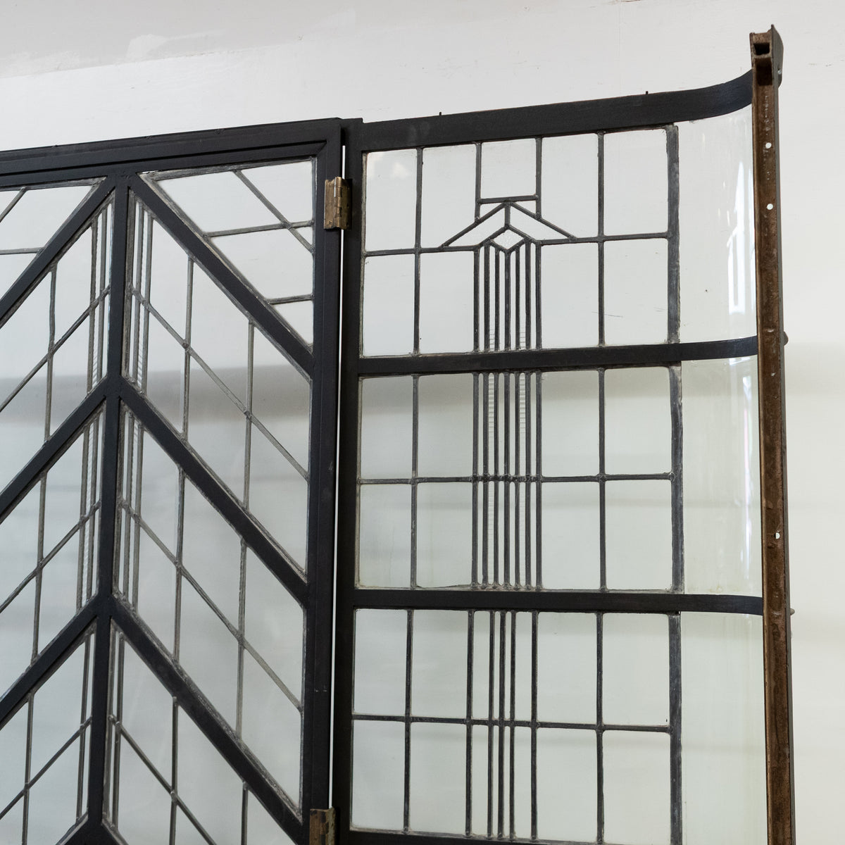 Original Art Deco Crittall Entranceway with Curved Leaded Sides