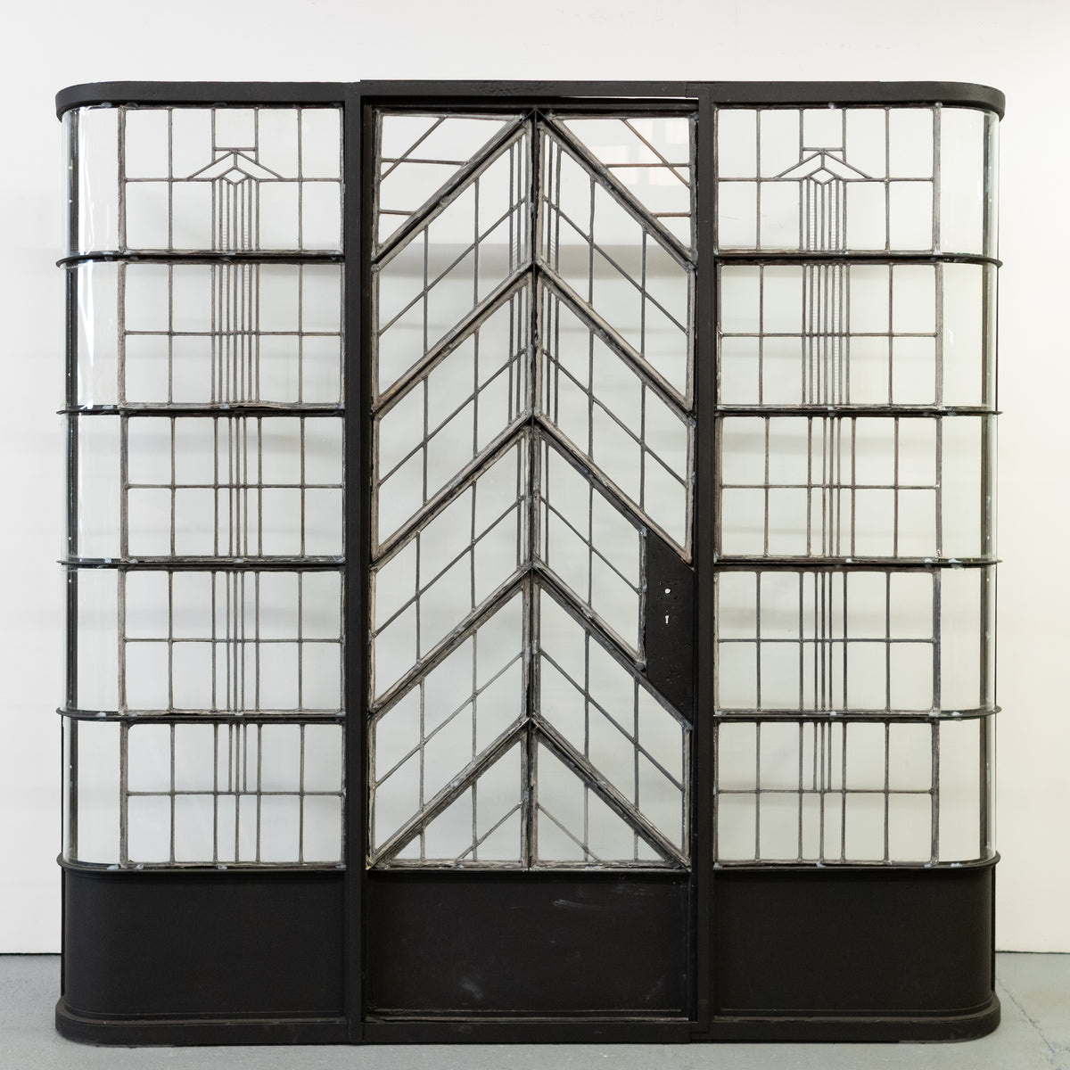Original Art Deco Crittall Entranceway with Curved Leaded Sides