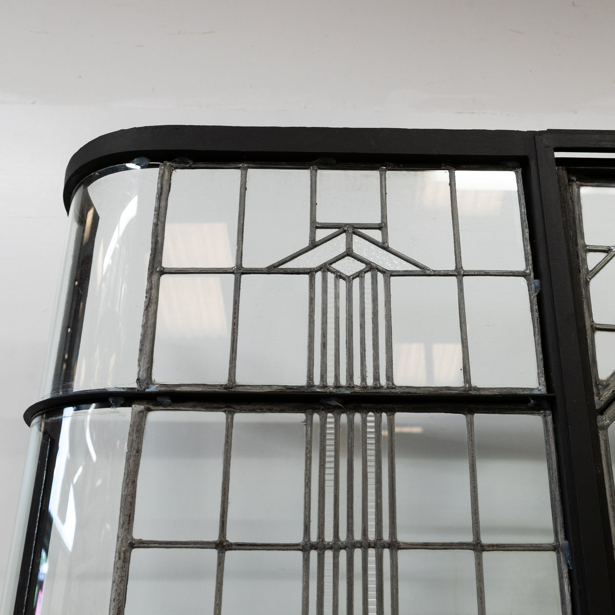 Original Art Deco Crittall Entranceway with Curved Leaded Sides