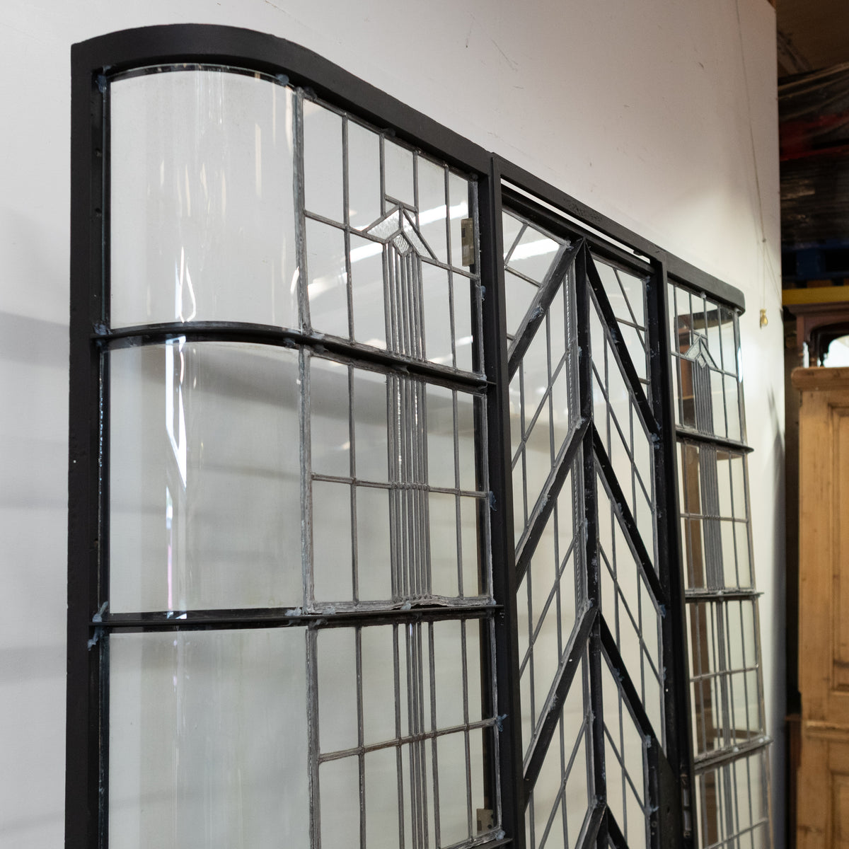 Original Art Deco Crittall Entranceway with Curved Leaded Sides