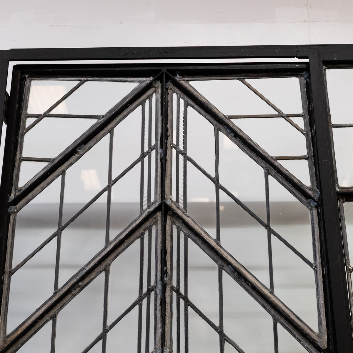 Original Art Deco Crittall Entranceway with Curved Leaded Sides