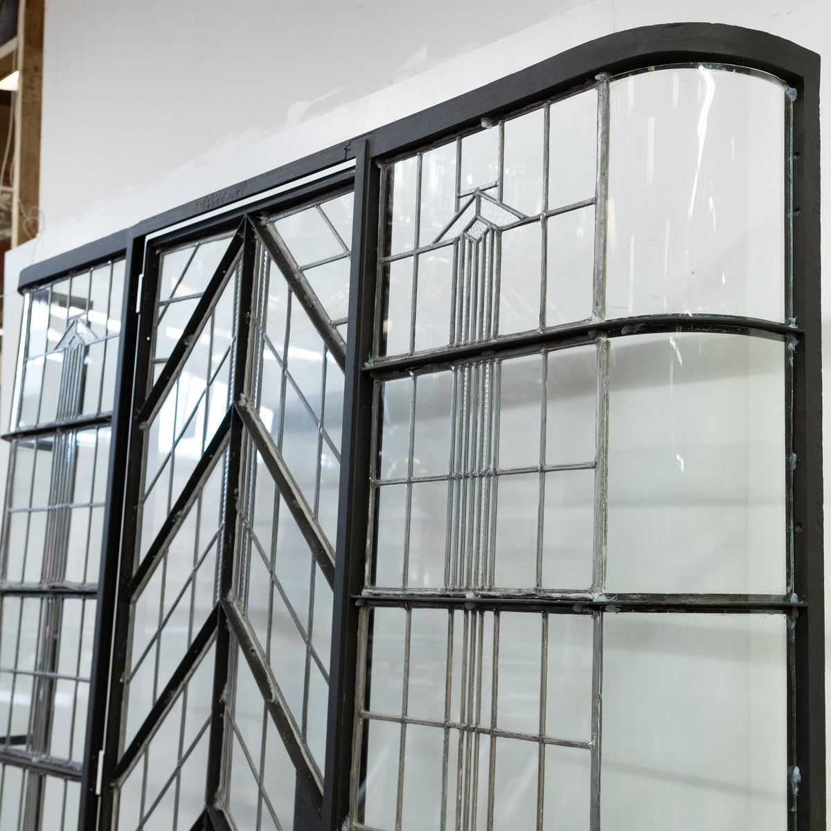 Original Art Deco Crittall Entranceway with Curved Leaded Sides