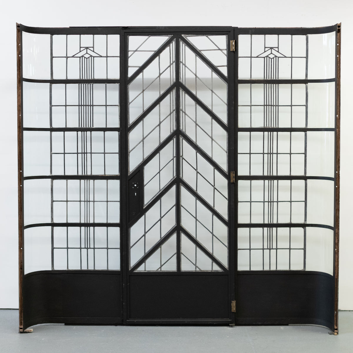 Original Art Deco Crittall Entranceway with Curved Leaded Sides