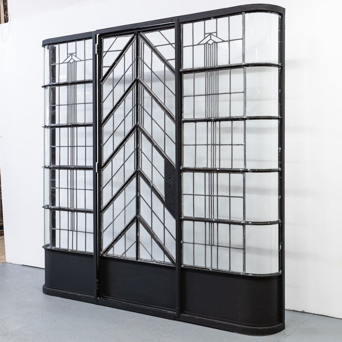 Original Art Deco Crittall Entranceway with Curved Leaded Sides