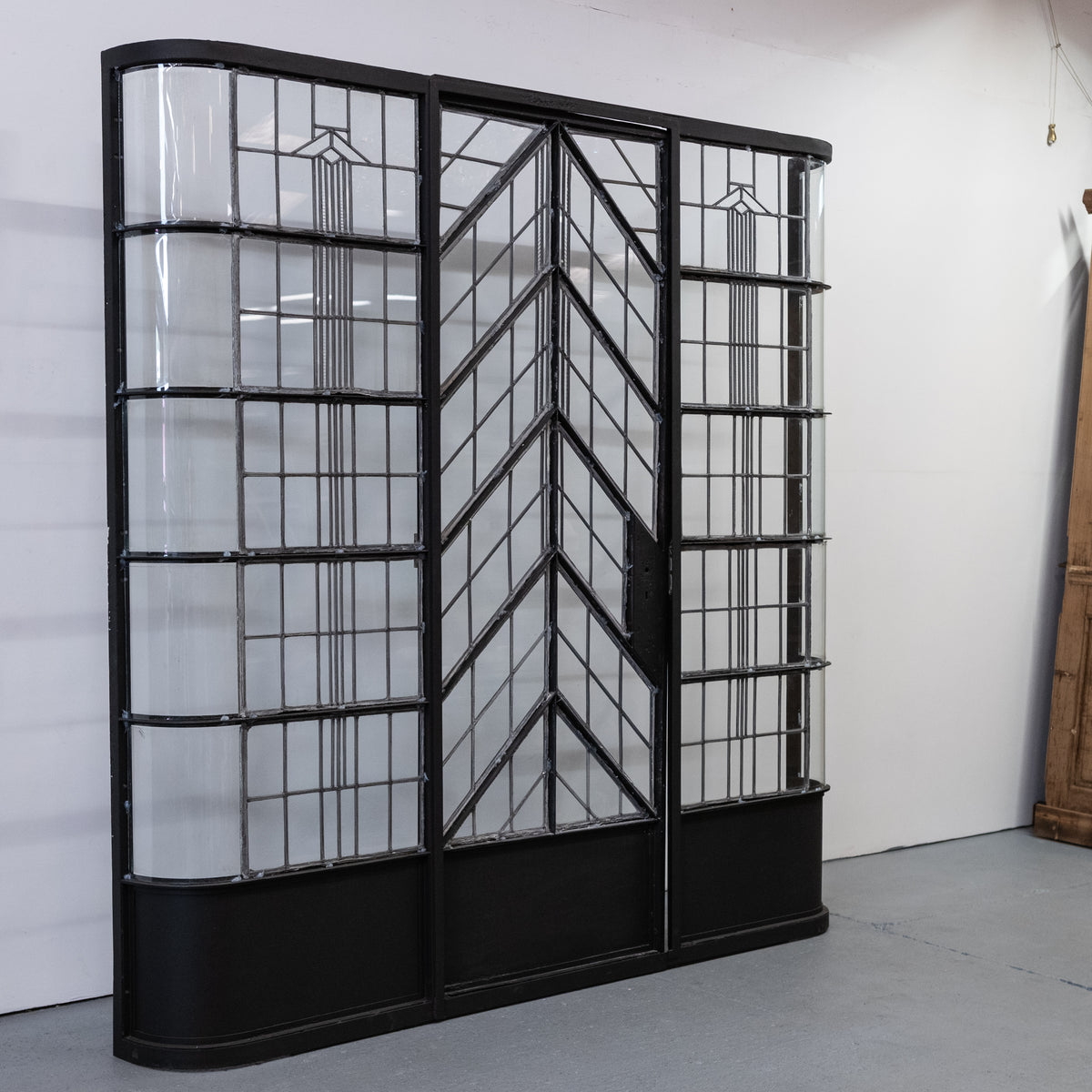 Original Art Deco Crittall Entranceway with Curved Leaded Sides