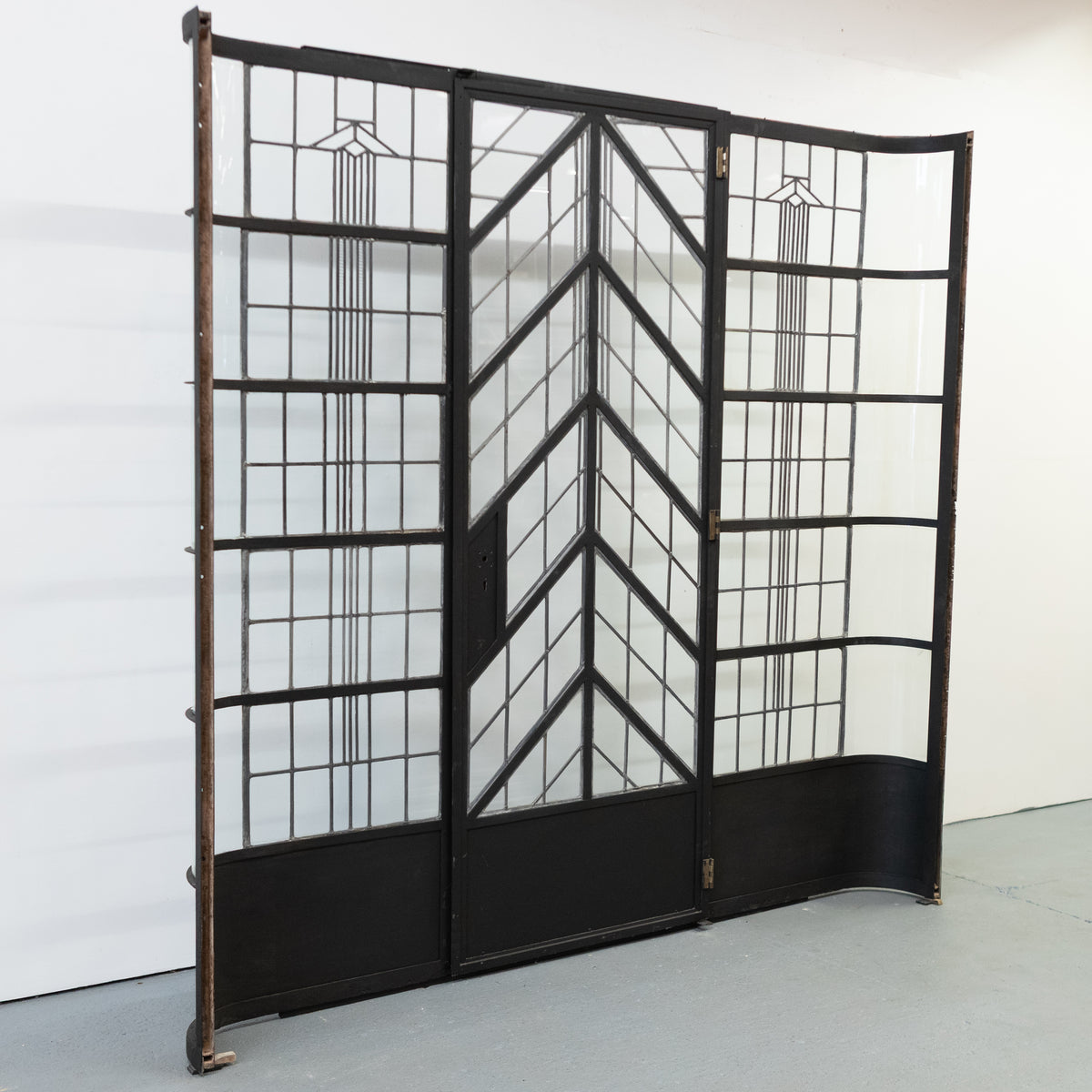 Original Art Deco Crittall Entranceway with Curved Leaded Sides