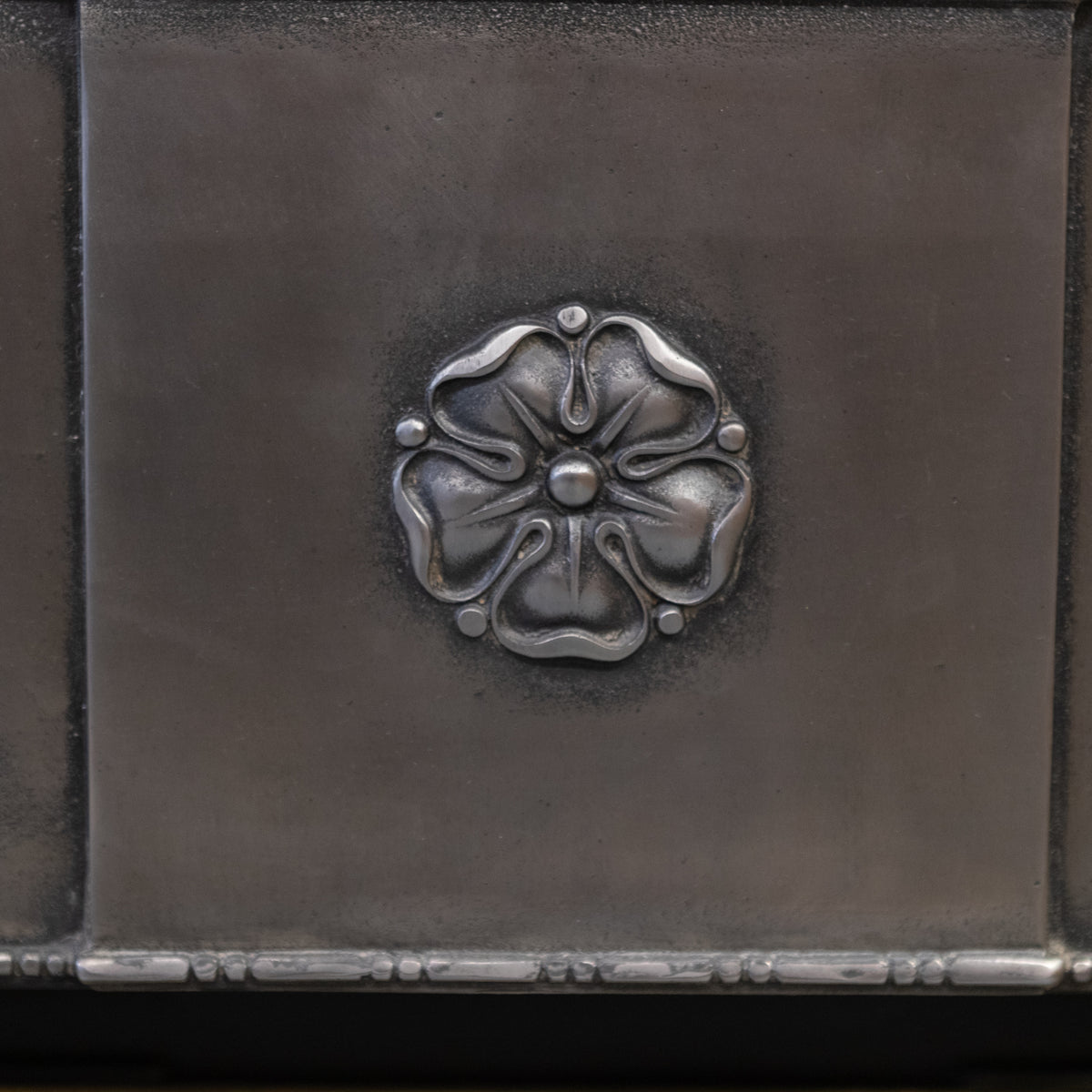 Antique Polished Cast Iron Art Nouveau Combination Fireplace With Tiles and Brass Hood | The Architectural Forum