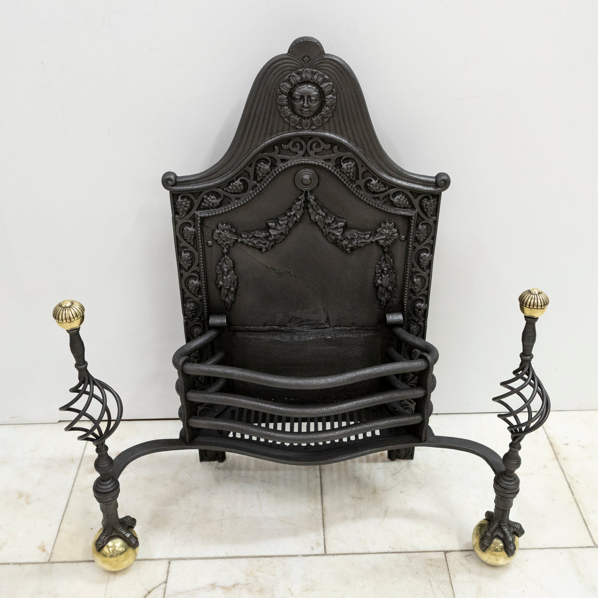 Large Antique Arts & Crafts Fire Basket with Finials | The Architectural Forum