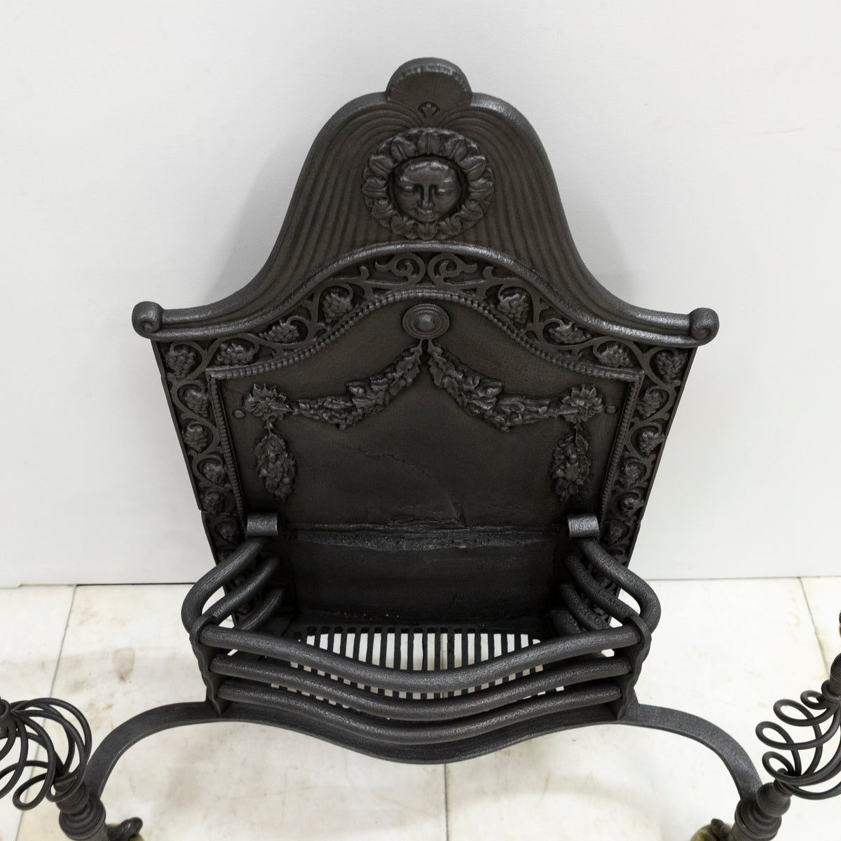 Large Antique Arts & Crafts Fire Basket with Finials | The Architectural Forum