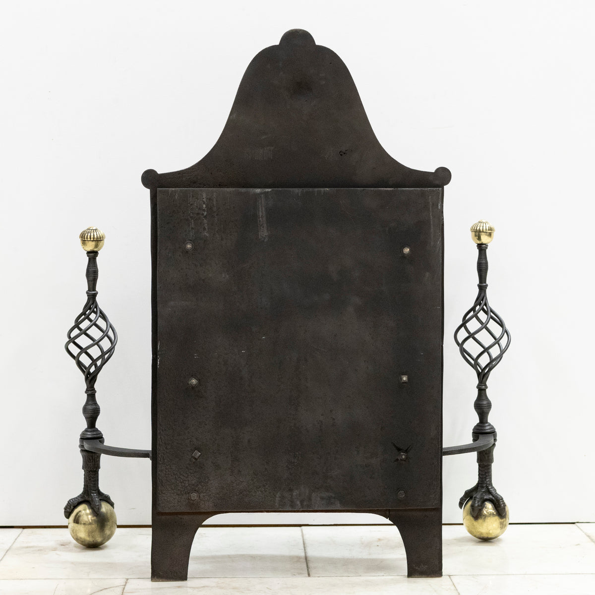Large Antique Arts & Crafts Fire Basket with Finials | The Architectural Forum