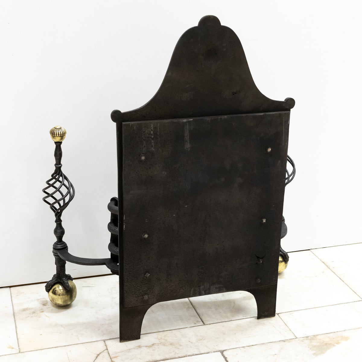 Large Antique Arts & Crafts Fire Basket with Finials | The Architectural Forum