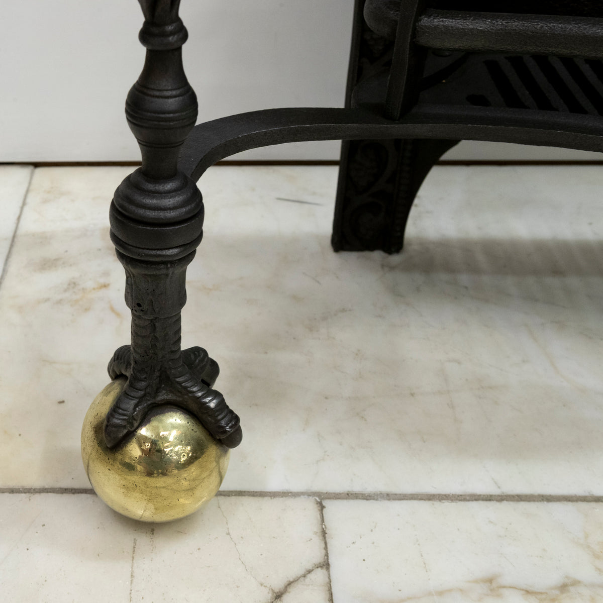 Large Antique Arts & Crafts Fire Basket with Finials | The Architectural Forum