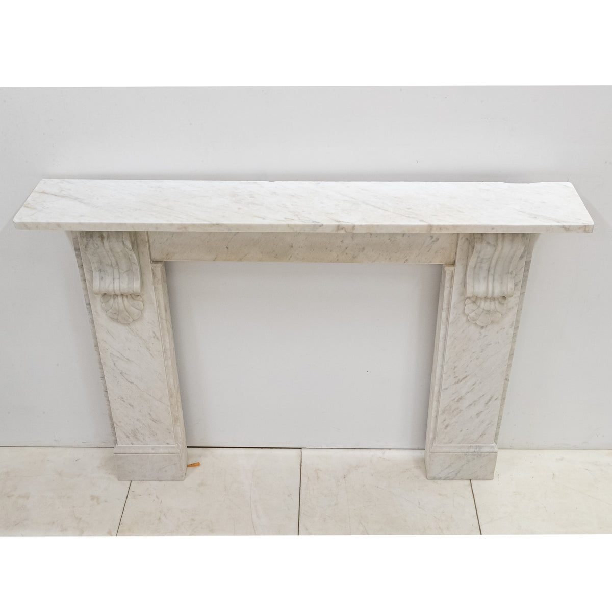 Antique Victorian Carrara Marble Fireplace Surround with Corbels