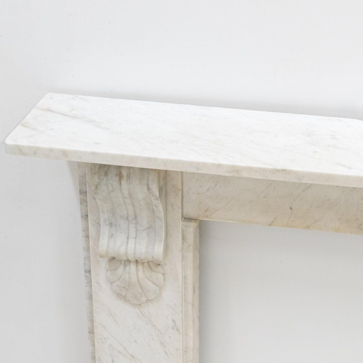 Antique Victorian Carrara Marble Fireplace Surround with Corbels