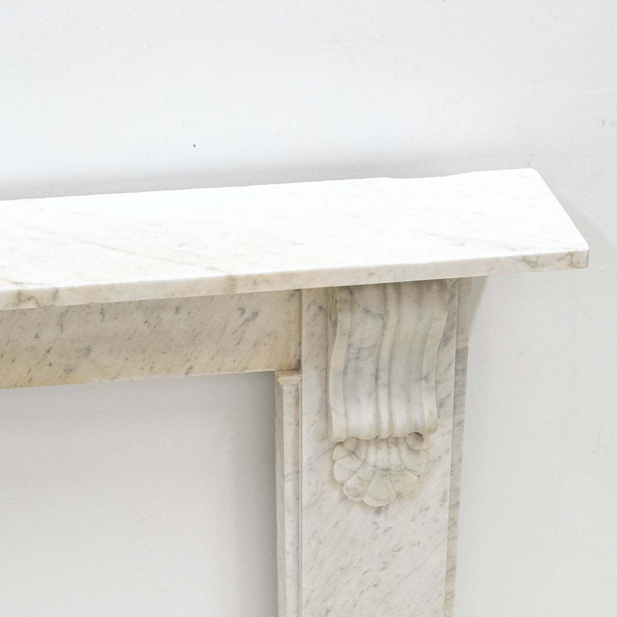 Antique Victorian Carrara Marble Fireplace Surround with Corbels