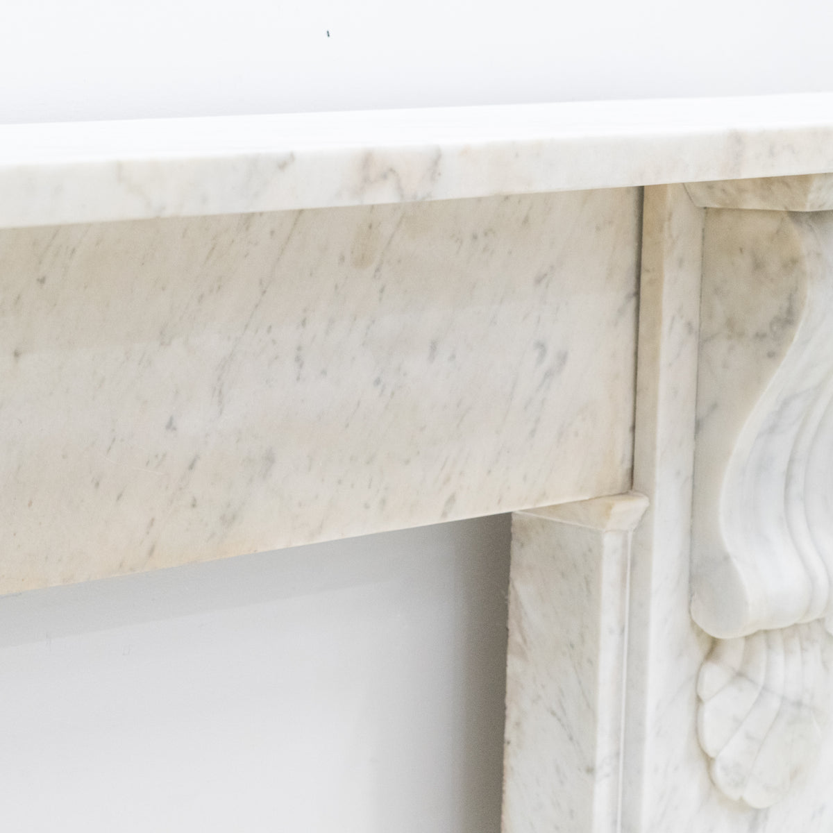 Antique Victorian Carrara Marble Fireplace Surround with Corbels