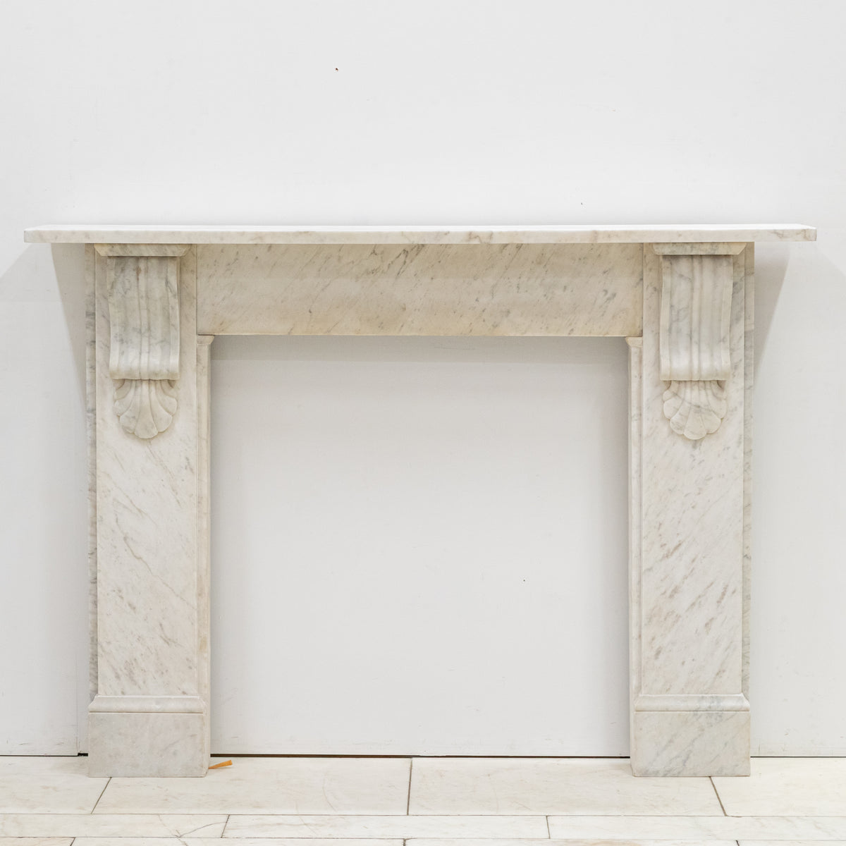 Antique Victorian Carrara Marble Fireplace Surround with Corbels