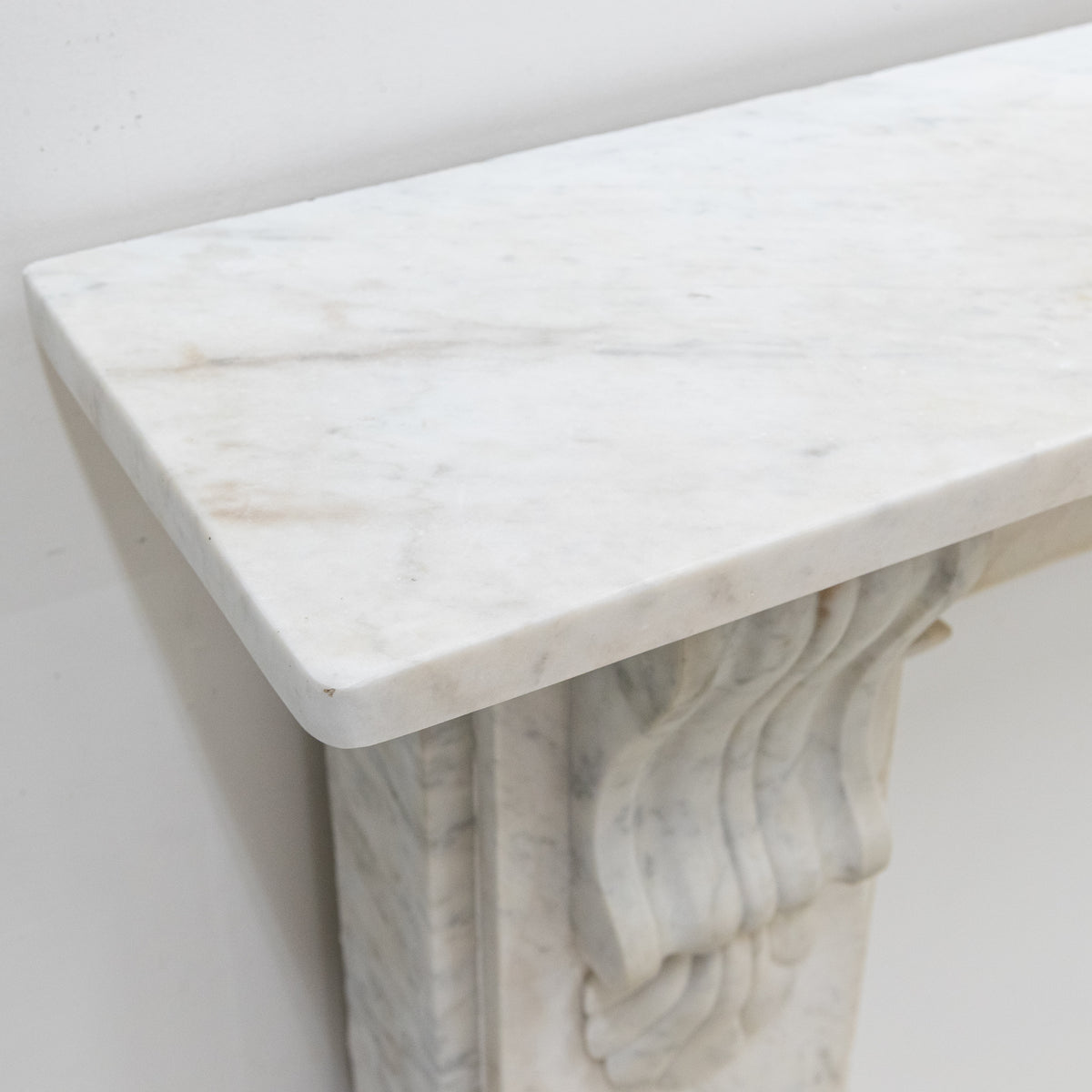 Antique Victorian Carrara Marble Fireplace Surround with Corbels