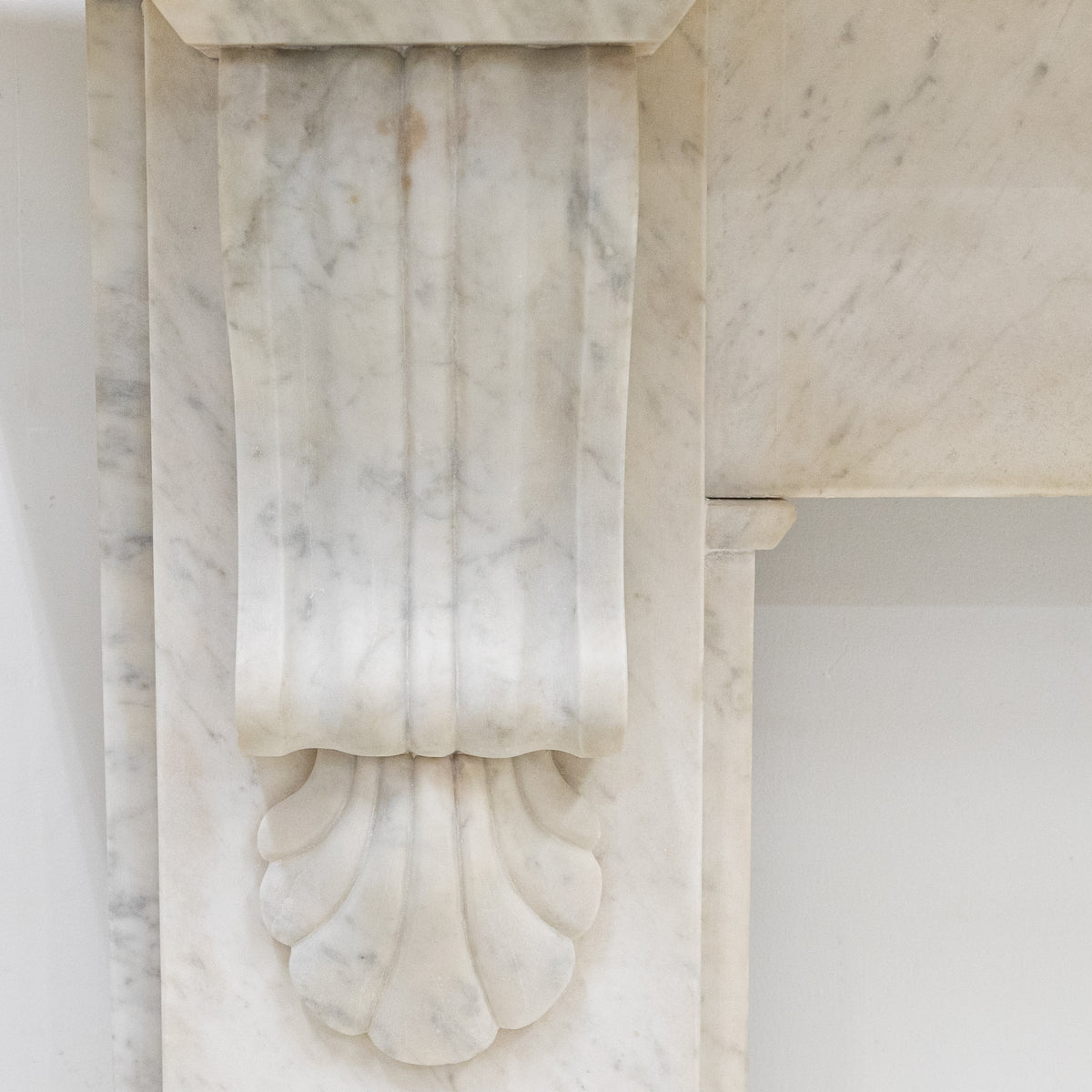 Antique Victorian Carrara Marble Fireplace Surround with Corbels