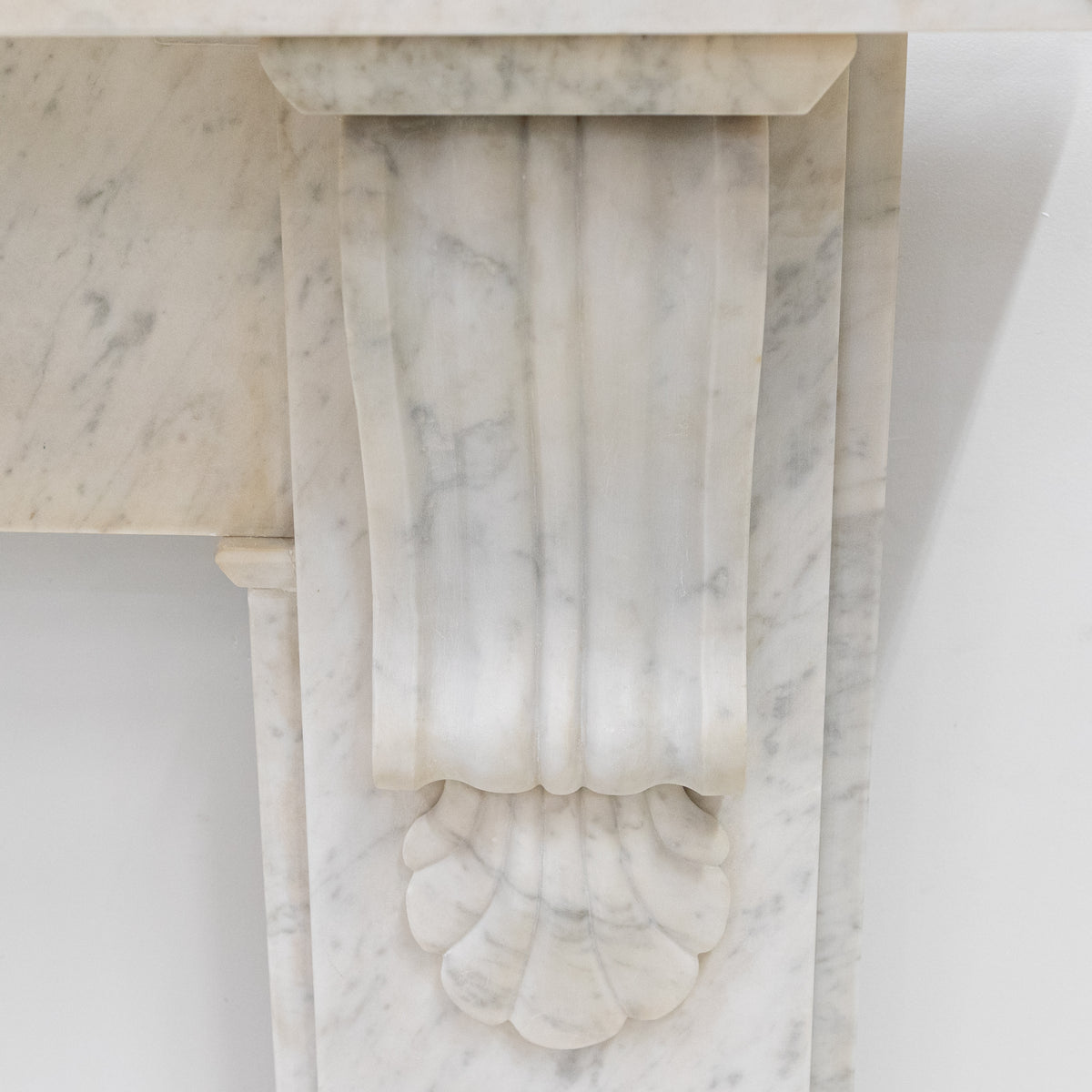 Antique Victorian Carrara Marble Fireplace Surround with Corbels