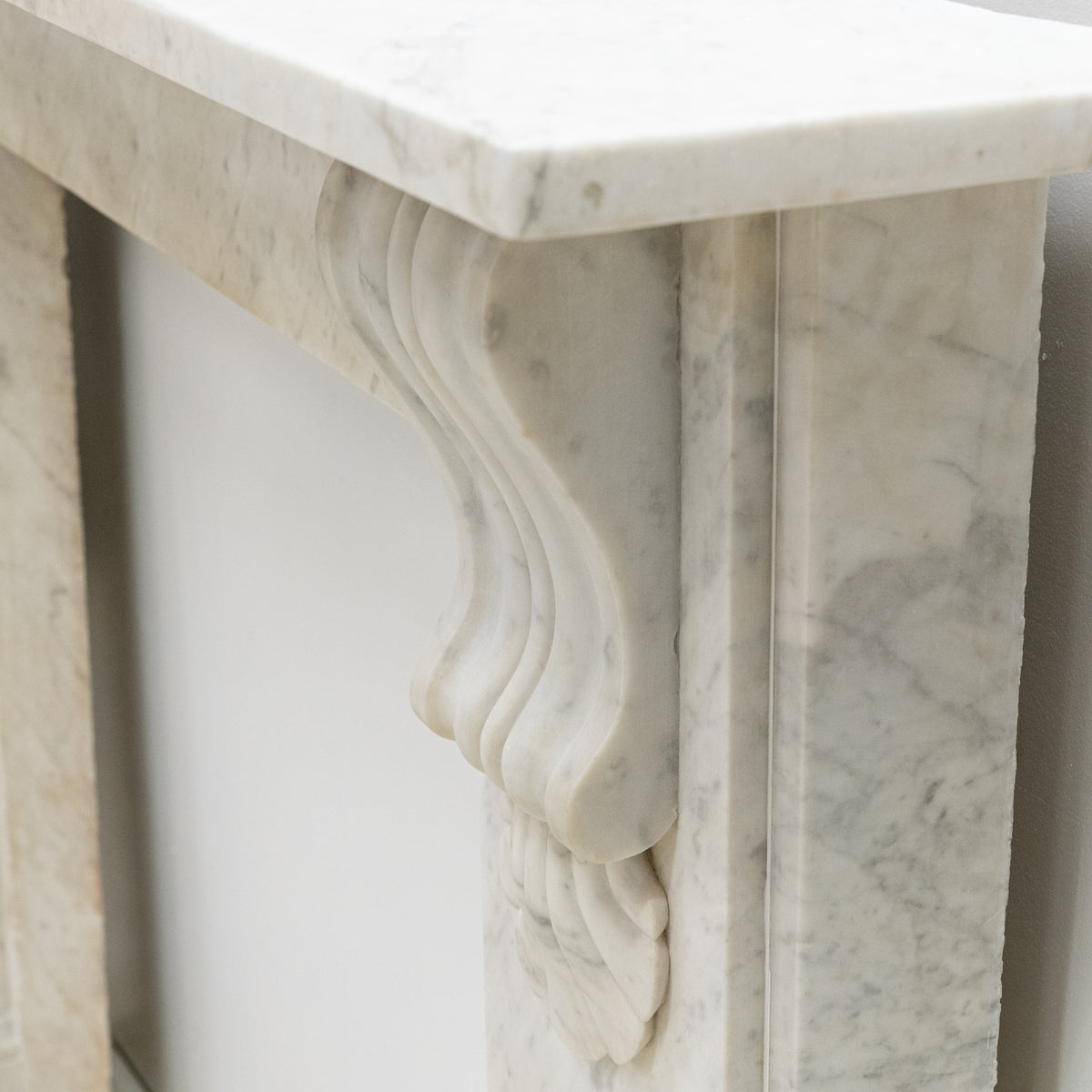 Antique Victorian Carrara Marble Fireplace Surround with Corbels
