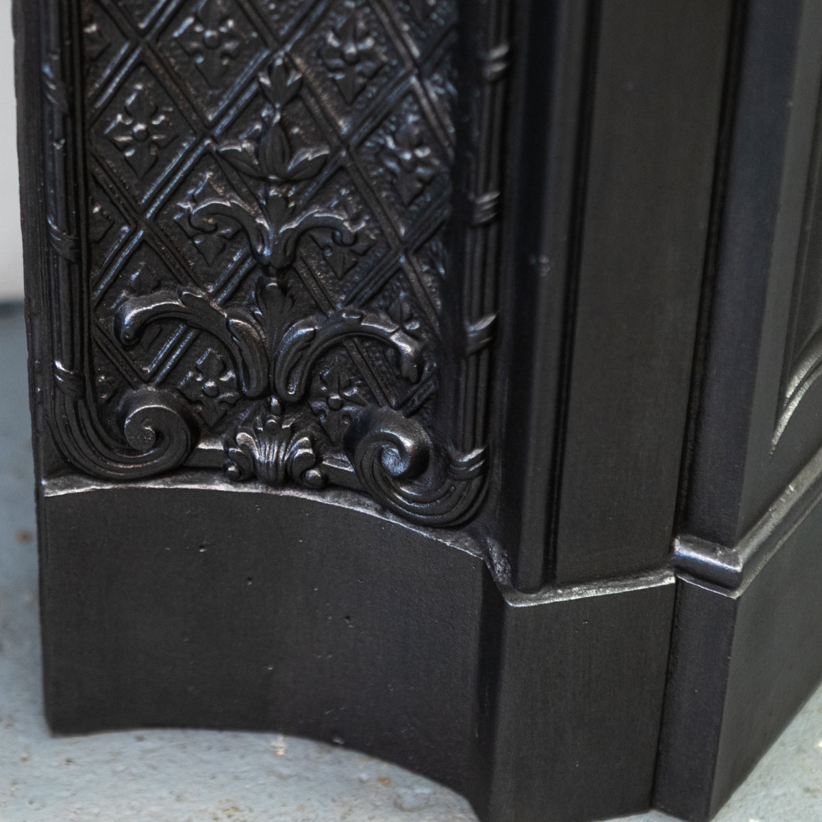Rare Highly Ornate Antique Cast Iron Fireplace Surround | Pair Available