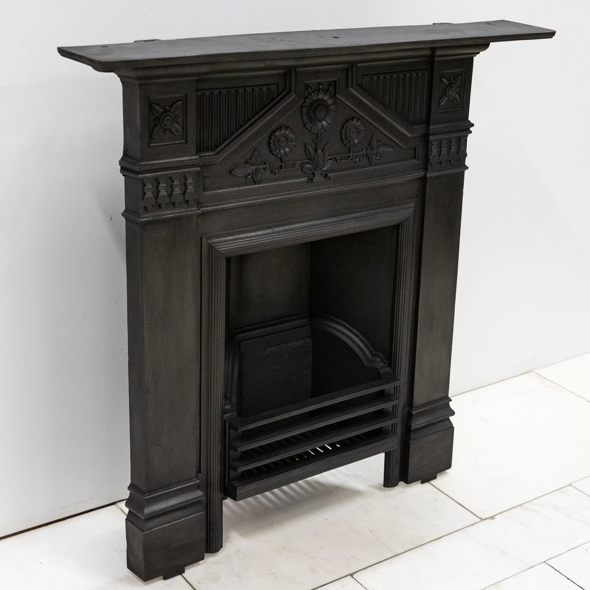 Antique Cast Iron "The Daisy" Combination Fireplace