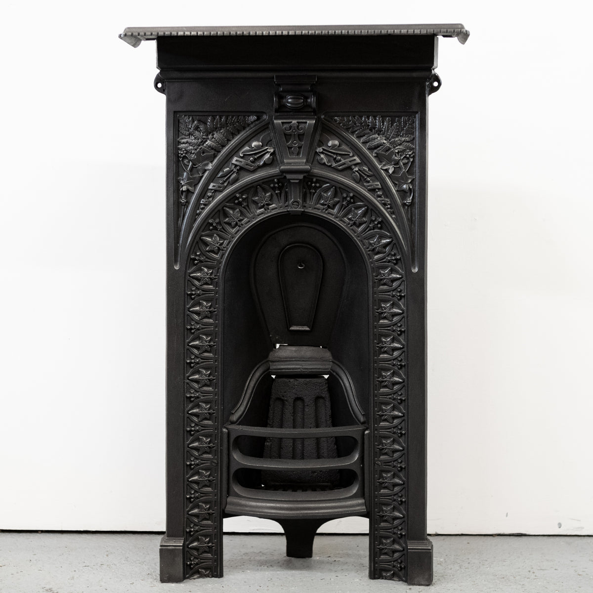 Antique Ornate Cast Iron Combination Fireplace
