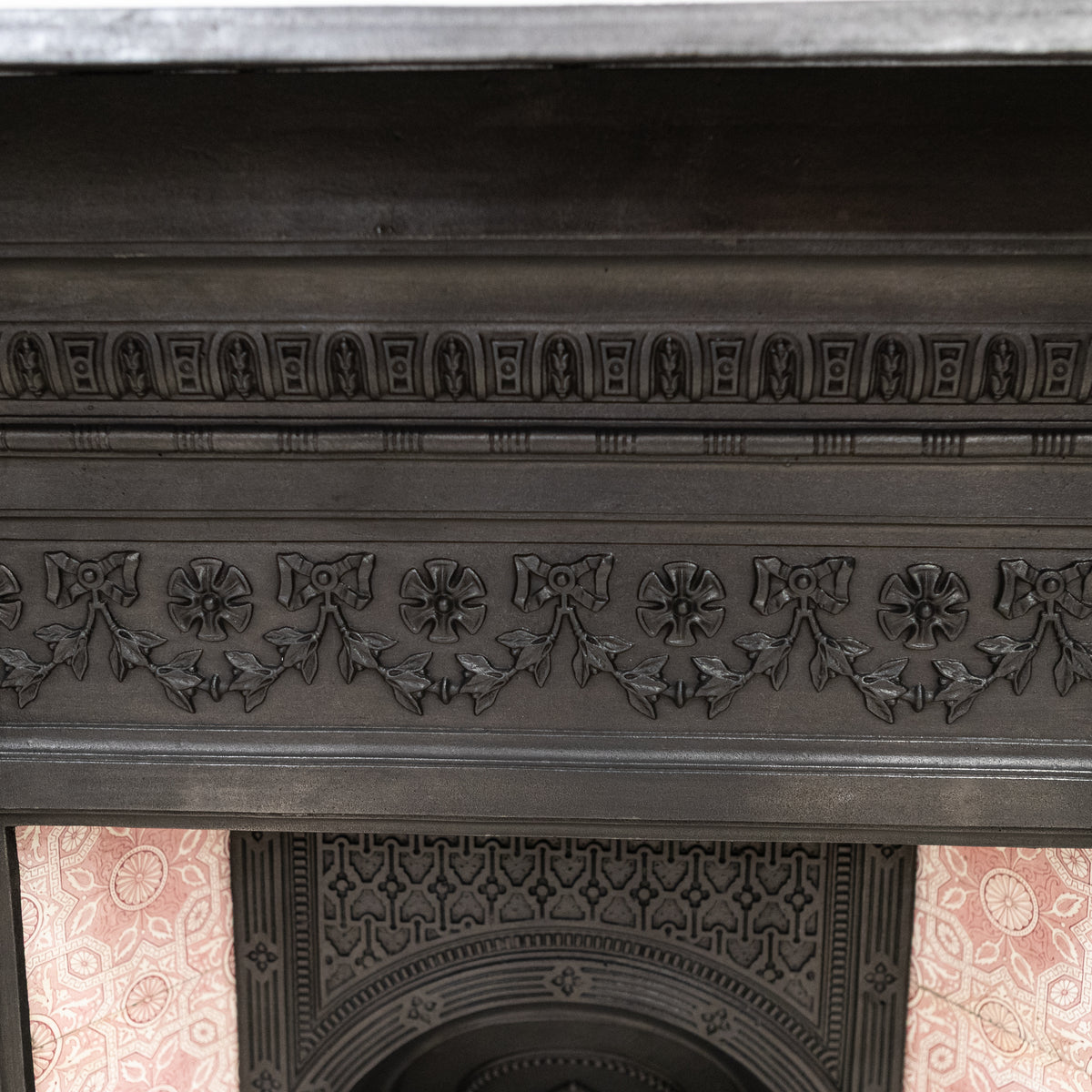 Antique Victorian Tiled Cast Iron Combination Fireplace