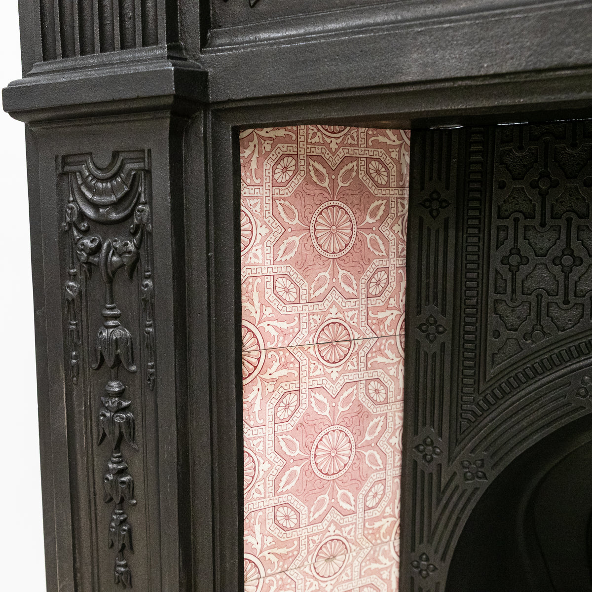 Antique Victorian Tiled Cast Iron Combination Fireplace
