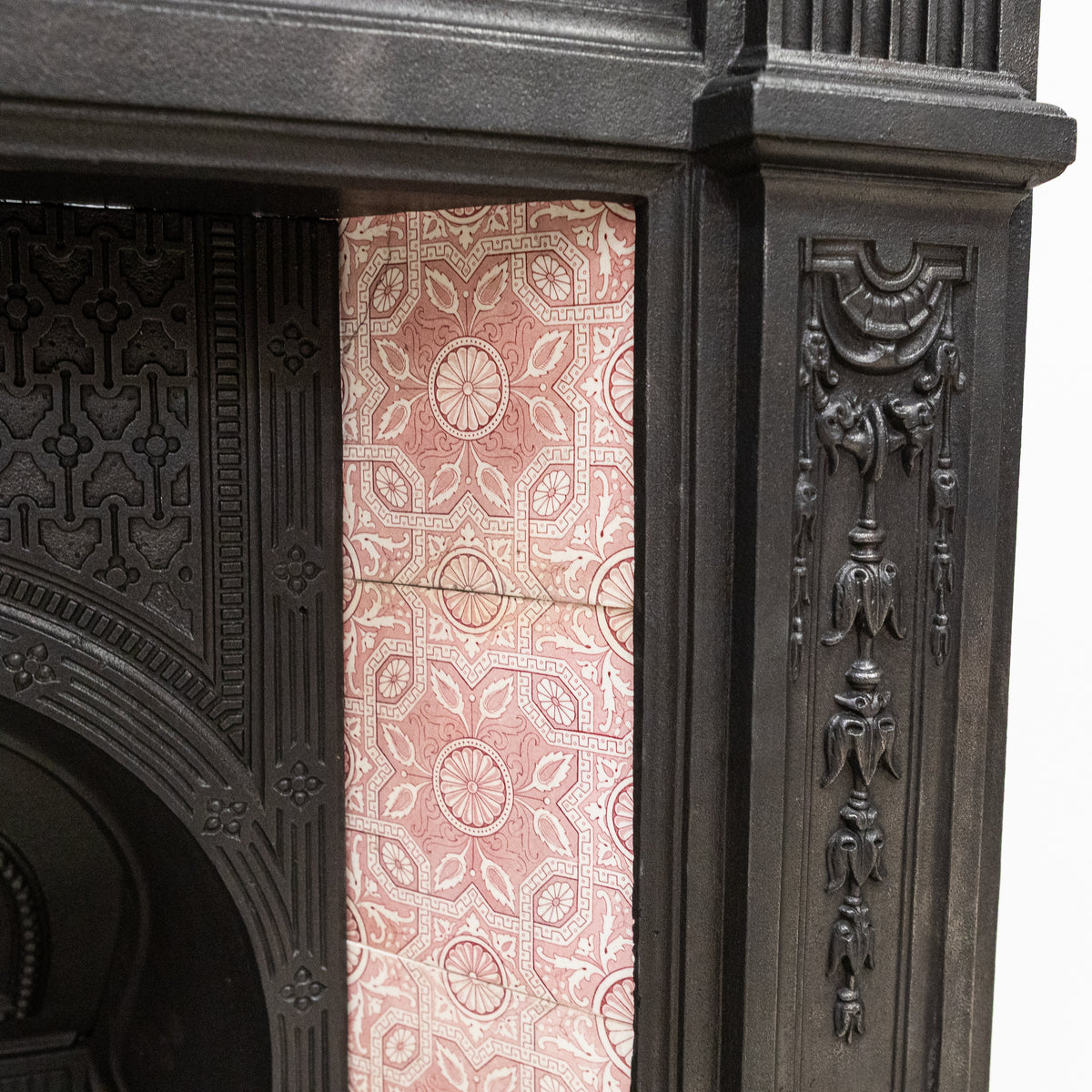 Antique Victorian Tiled Cast Iron Combination Fireplace
