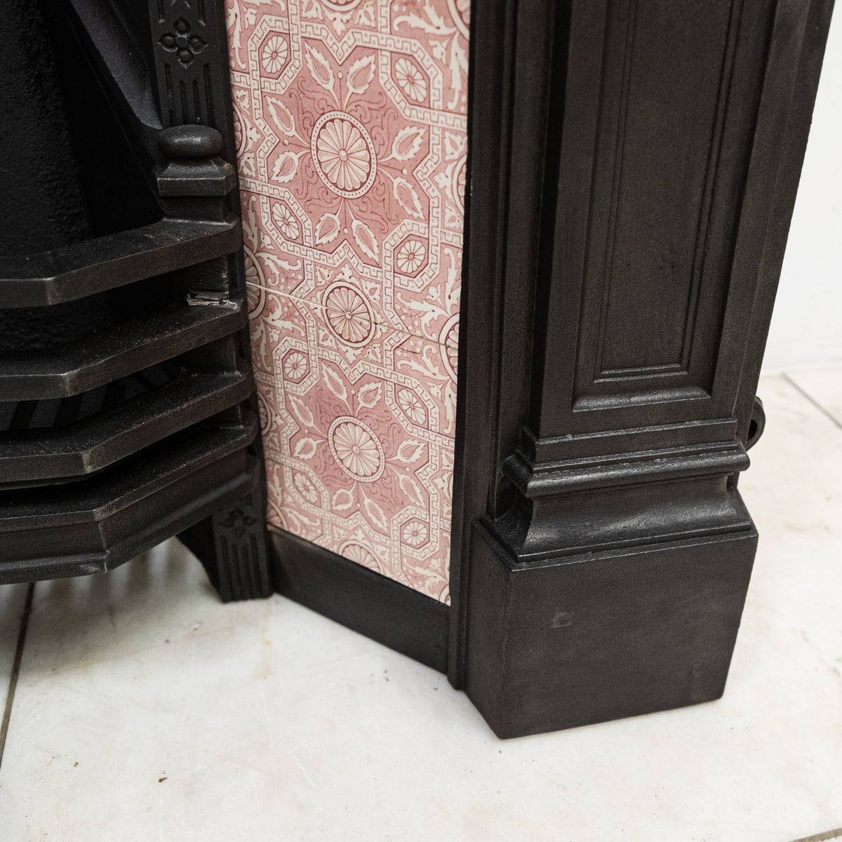 Antique Victorian Tiled Cast Iron Combination Fireplace