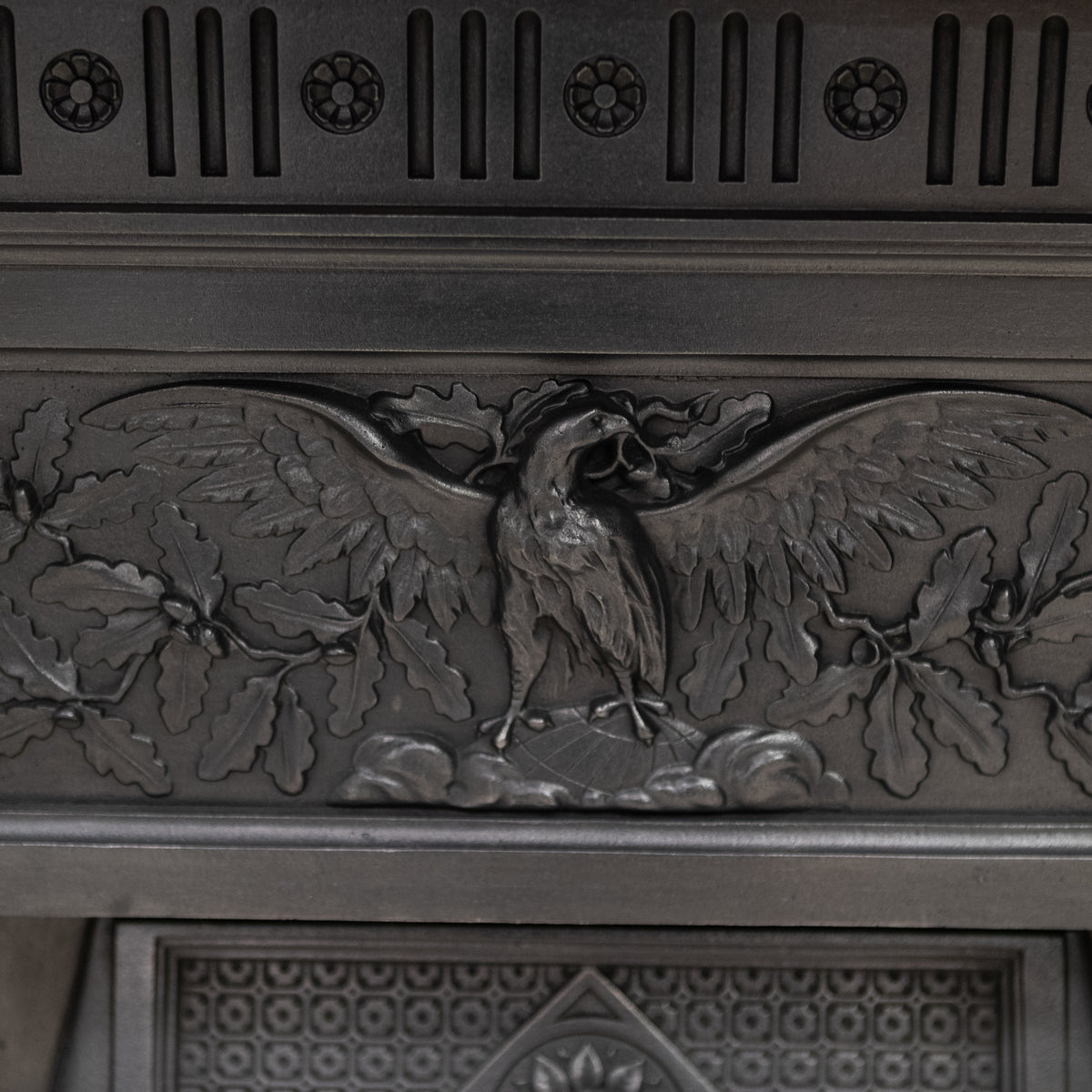 Antique Victorian Cast Iron Combination Fireplace with Eagle Motif