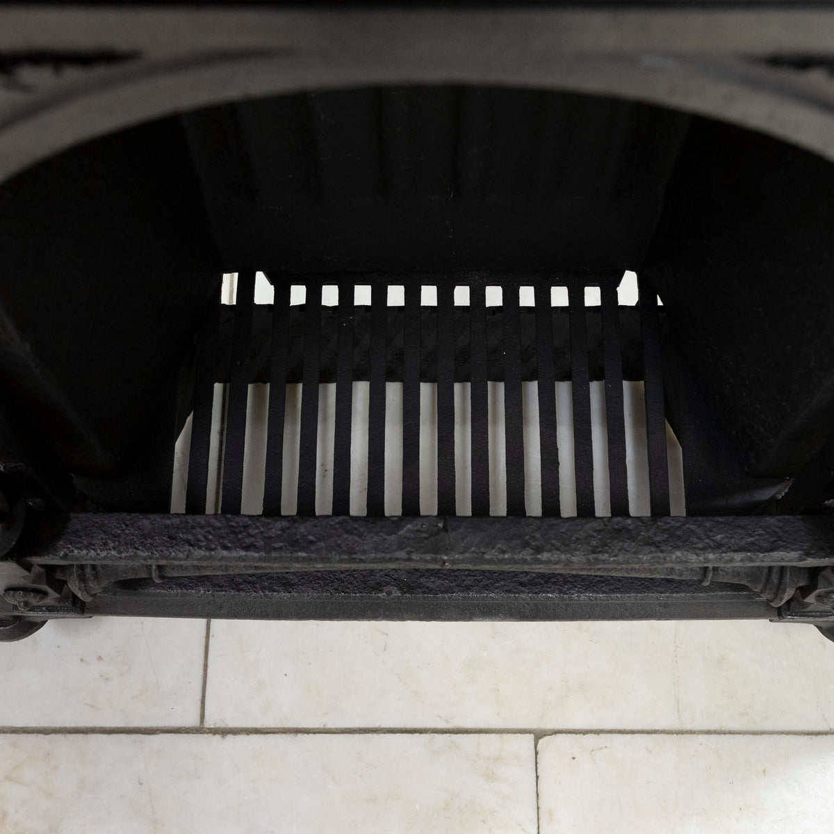 Antique Victorian Cast Iron Insert with Verde Antico Marble