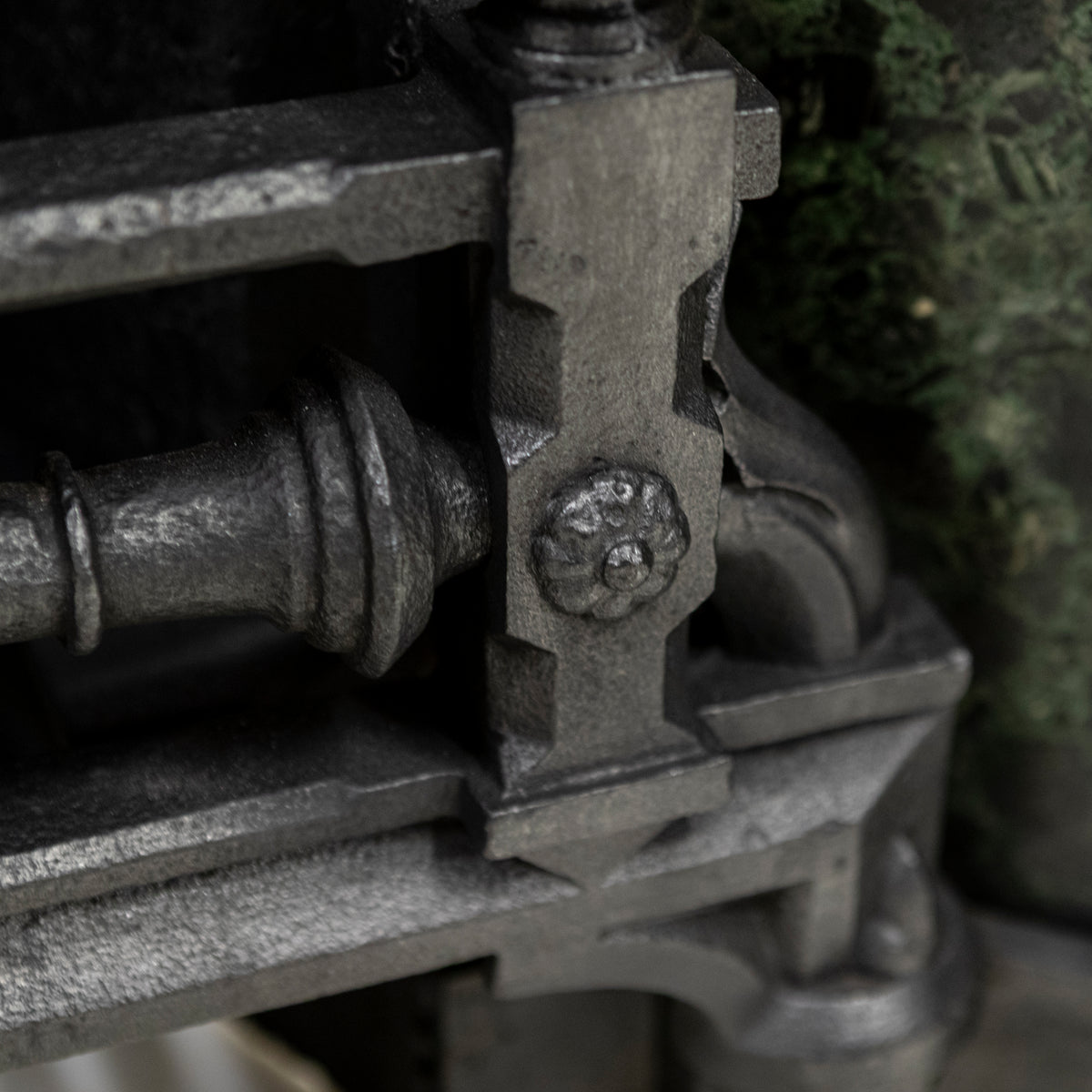 Antique Victorian Cast Iron Insert with Verde Antico Marble