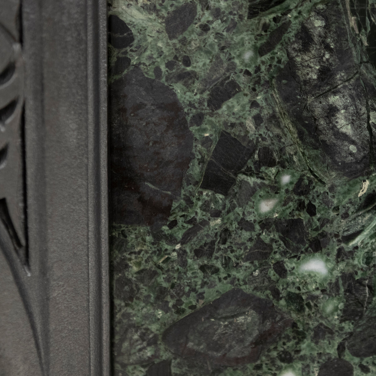 Antique Victorian Cast Iron Insert with Verde Antico Marble