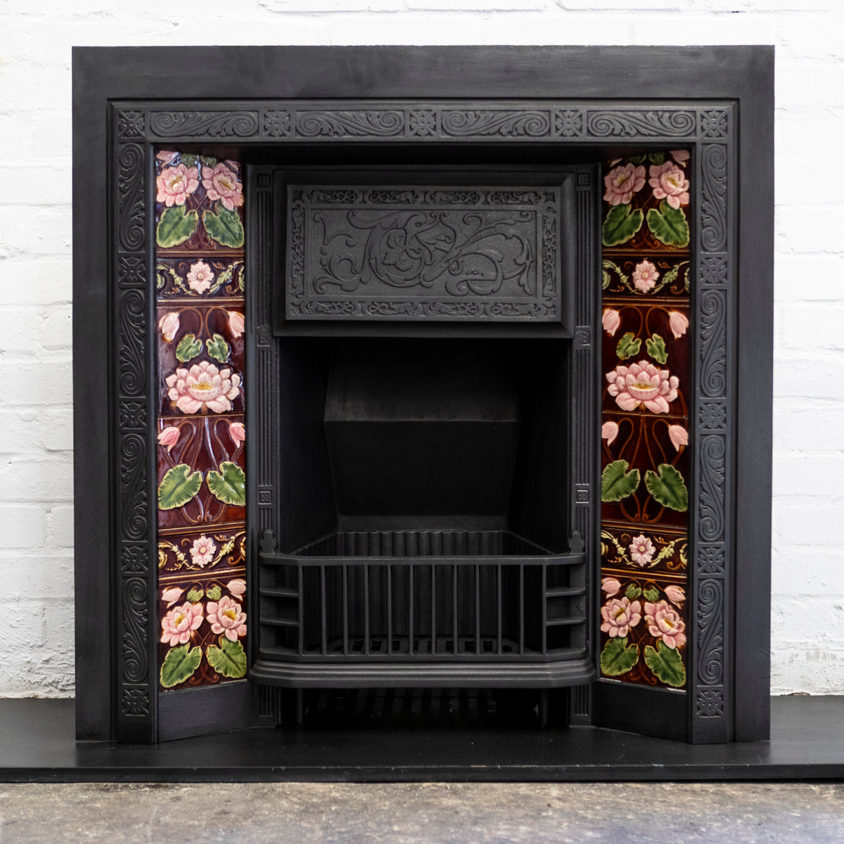Cast Iron Fireplace Insert with Original Art Nouveau Tiles | The Architectural Forum