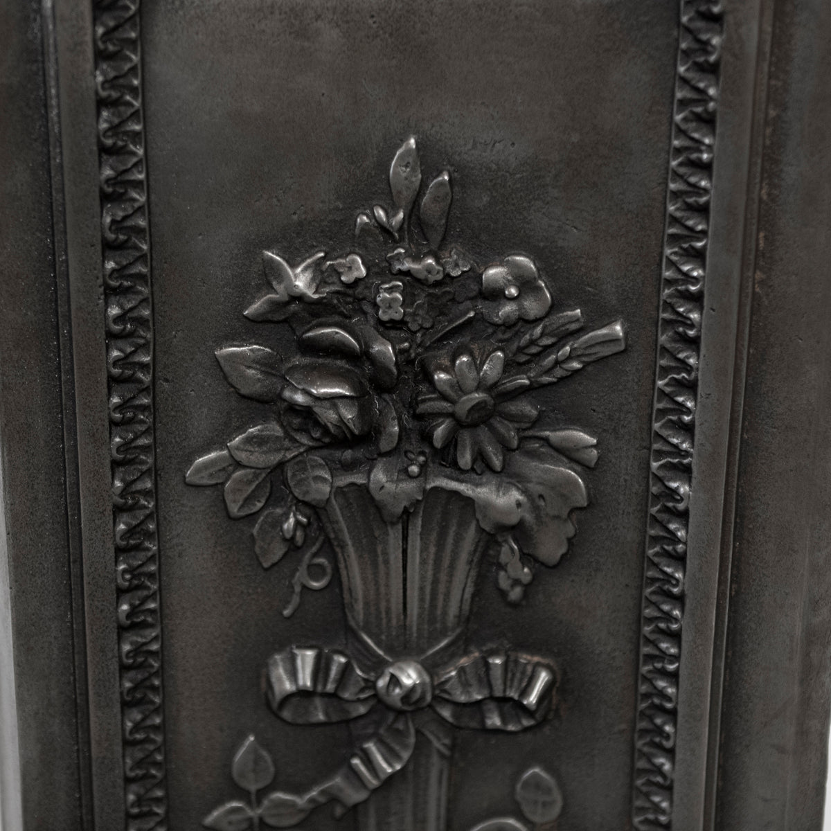 Antique Pair of Ornate Cast Iron Firelace Slips | Side Panel Cheeks | The Architectural Forum