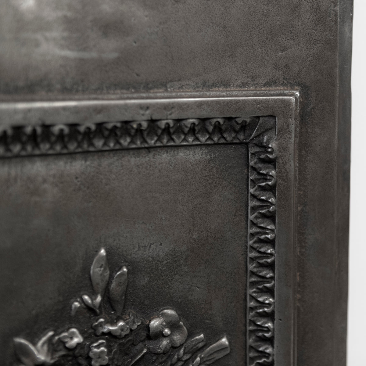 Antique Pair of Ornate Cast Iron Firelace Slips | Side Panel Cheeks | The Architectural Forum